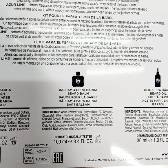 Proraso Beard Care Set with Beard Wash, Beard Oil and Beard Balm Azur Lime Scent - Picture 14 of 16